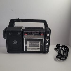 Black Portable Radio Cassette Recorder Player With Flashlight NEW